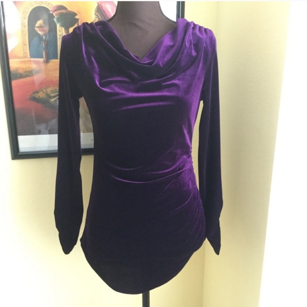 Valerie Bertinelli Velvet Cowl / Drape Neck Top Size XS